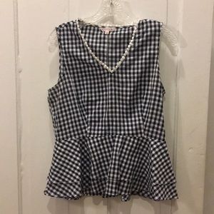 Nanette Lepore Gingham Peplum Blouse, M